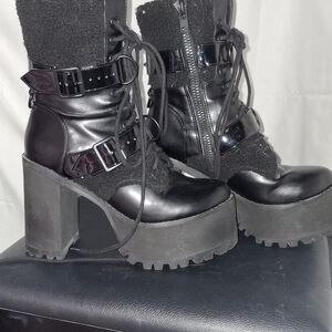 POSTER GIRL Black Platform Ankle Boots
